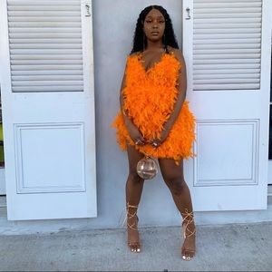 Orange feather dress